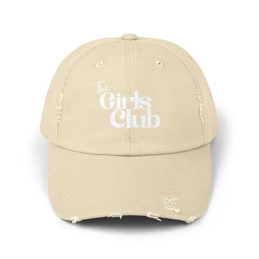 Girls Club Distressed Cap, Trendy Black Hat for Fashion Lovers, Perfect Gift for Best Friends, Casual Wear Accessory, Cool Vintage Style
