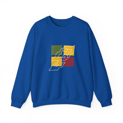 Cozy Graphic Crewneck Sweatshirt with Abstract Colors, Unisex Sweatshirt, Fall Fashion, Layering Essentials, Relaxed Vibe, Gift for Her/Him