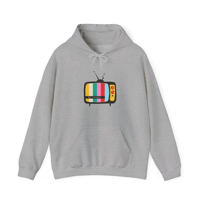 Retro TV Graphic Unisex Hoodie, Vintage Sweater, Cozy Fun Sweatshirt, Gift for Gamers, Movie Lovers, Perfect for Fall