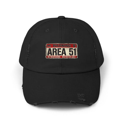 Unisex Distressed Area 51 Cap - Vintage Alien Hat, UFO Enthusiast Gift, Trendy Mens & Womens Cap, Perfect for Casual Wear