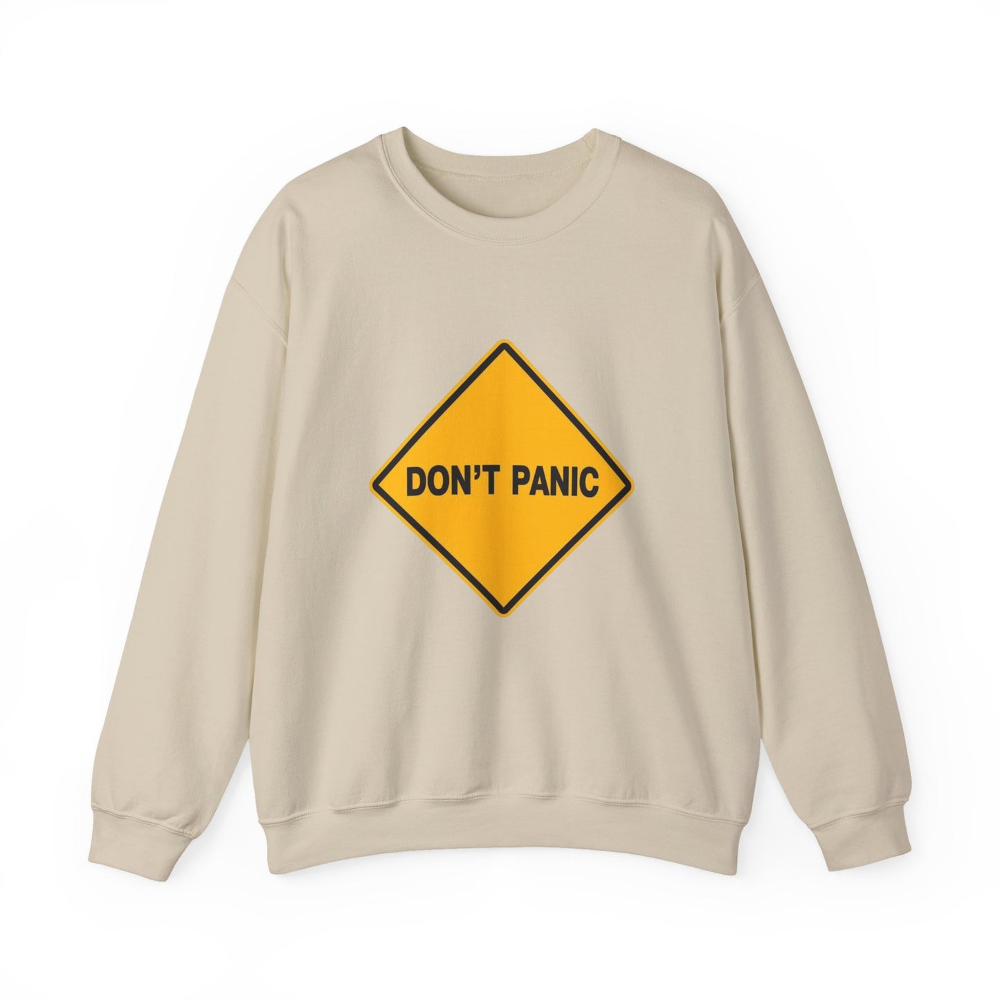 Don't Panic Sweatshirt - Cozy Unisex Heavy Blend Crewneck for Chill Days, Gift for Friends, Stress Relief, Casual Style, Everyday Comfort