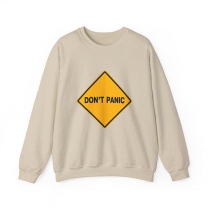 Don't Panic Sweatshirt - Cozy Unisex Heavy Blend Crewneck for Chill Days, Gift for Friends, Stress Relief, Casual Style, Everyday Comfort