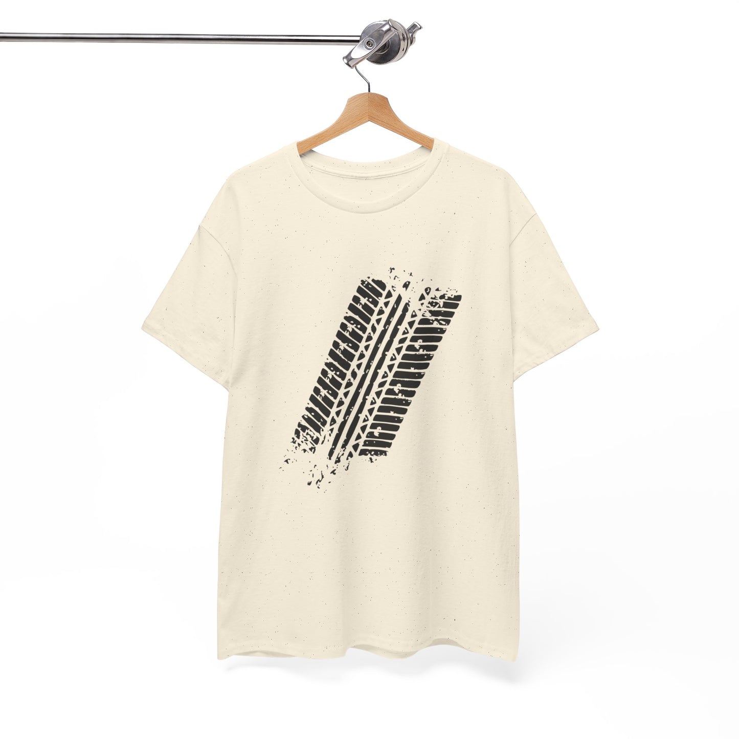 Stylish Heavy Cotton Tee with Bold Tire Track Design | Casual Wear, Streetwear, Gift for Car Lovers, Trendy T-Shirt, Everyday