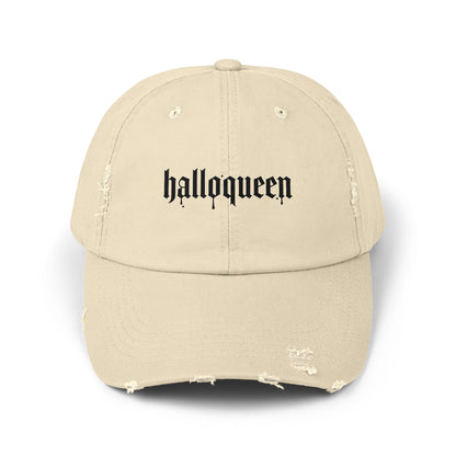 Unisex Distressed Cap with 'Halloqueen' Design, Trendy Halloween Hat, Perfect Gift for Fall Celebrations, Casual Style