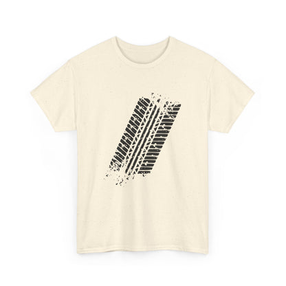 Stylish Heavy Cotton Tee with Bold Tire Track Design | Casual Wear, Streetwear, Gift for Car Lovers, Trendy T-Shirt, Everyday