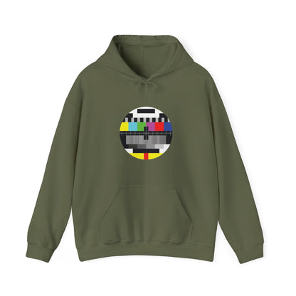 Vintage TV Test Pattern Hoodie, Cozy Unisex Sweatshirt for Home, Unique Gift for Tech Lovers, Retro Apparel, Perfect for Casual Wear