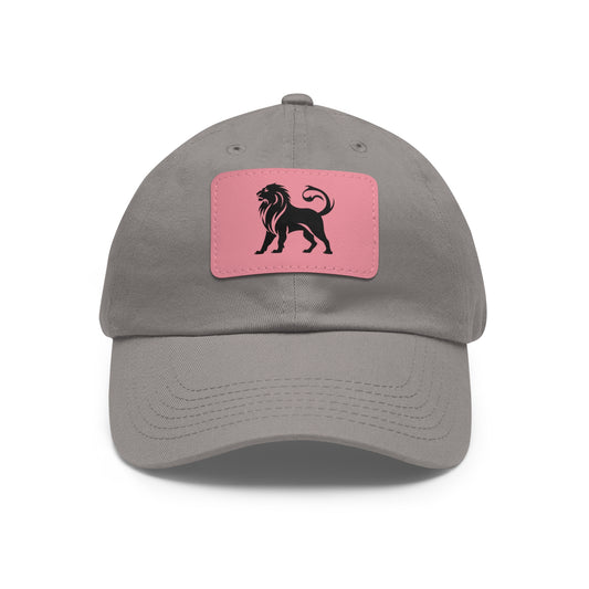 Stylish Dad Hat with Leather Lion Patch - Casual Cap for Everyday Wear, Gifts for Him, Summer Accessories, Adjustable Hat
