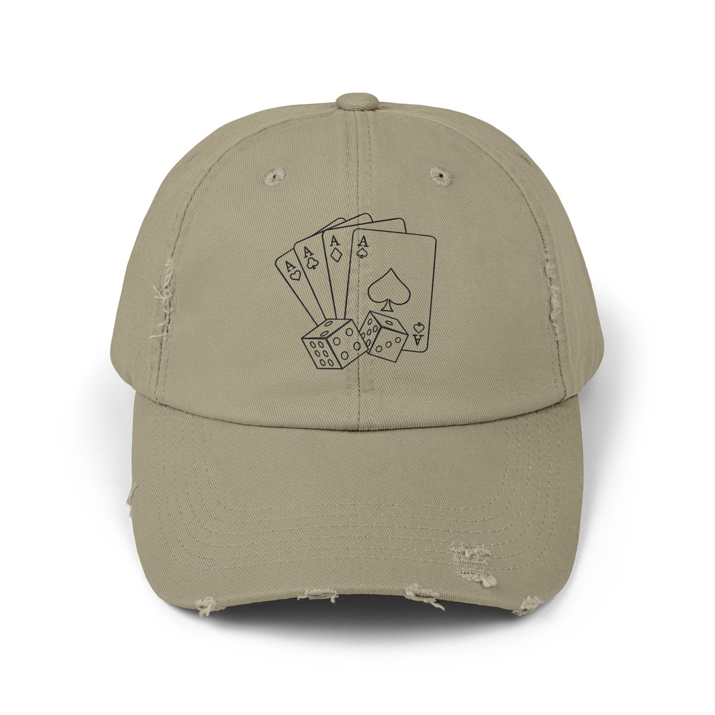 Poker Hand Distressed Cap | Fun Hat for Gamers, Casino Nights, Casual Style, Gift for Him/Her, Unique Accessories