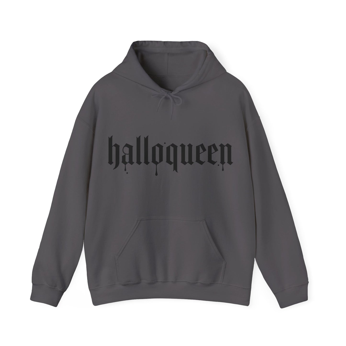 Halloween Hooded Sweatshirt, Halloqueen Pullover, Unisex Fall Apparel, Cozy Halloween Outfit, Spooky Season Gift