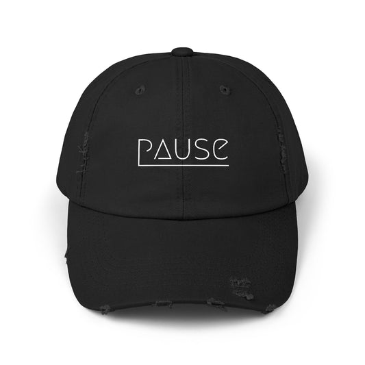 Unisex Distressed Cap with 'Pause' Design - Trendy Fashion Accessory, Perfect for Relaxation, Casual Wear, Gift for Friends, Stylish Gift