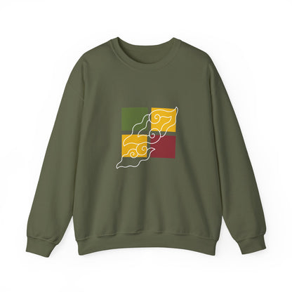 Cozy Graphic Crewneck Sweatshirt with Abstract Colors, Unisex Sweatshirt, Fall Fashion, Layering Essentials, Relaxed Vibe, Gift for Her/Him