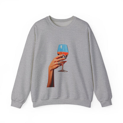 Elegant Wine Glass Crewneck Sweatshirt | Cozy Gift for Friends, Casual Style, Perfect for Wine Lovers, Relaxing Nights In, Birthday Gift