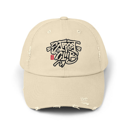 Unisex Distressed Cap with Street Club Design, Casual Hat, Trendy Accessories, Perfect for Everyday Wear, Gift for Streetwear Lovers