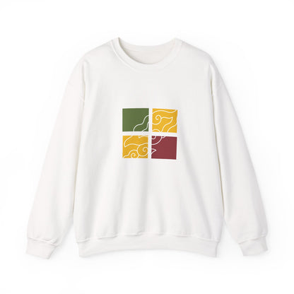 Cozy Graphic Crewneck Sweatshirt with Abstract Colors, Unisex Sweatshirt, Fall Fashion, Layering Essentials, Relaxed Vibe, Gift for Her/Him