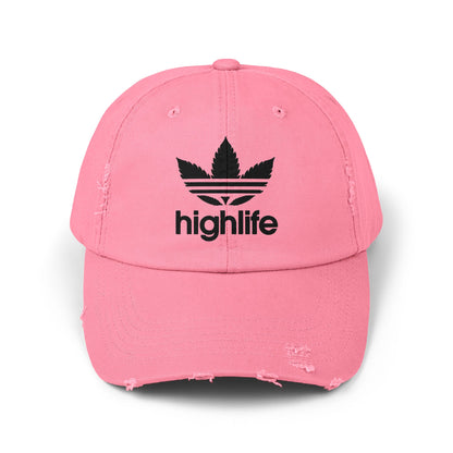 Stylish Distressed Cap - Casual Fashion Accessory, Trendy Summer Hat, Gift for Him/Her, Streetwear Essential, Highlife Graphic Design