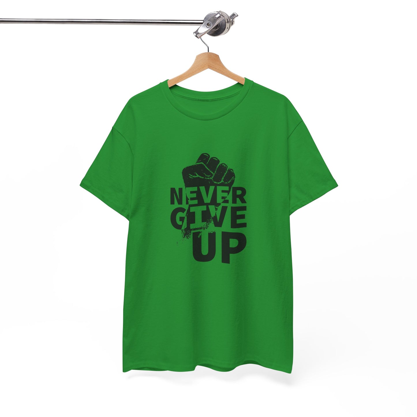 Inspirational Heavy Cotton Tee - "Never Give Up", Motivational Shirt, Gift for Personal Growth, Encouragement Tee, Casual Wear
