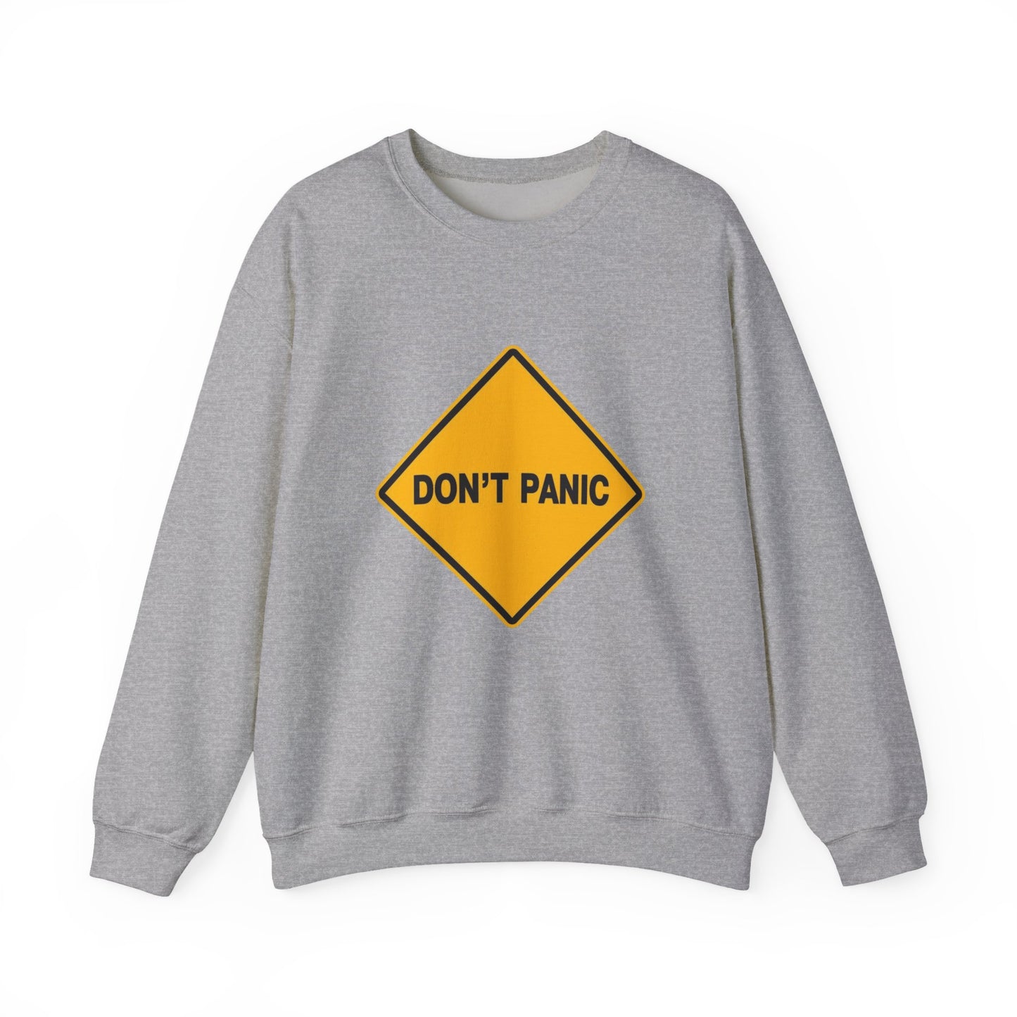 Don't Panic Sweatshirt - Cozy Unisex Heavy Blend Crewneck for Chill Days, Gift for Friends, Stress Relief, Casual Style, Everyday Comfort