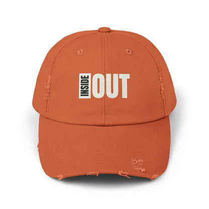 Distressed Cap with 'INSIDE OUT' Design – Trendy Unisex Hat for Casual Wear, Outdoor Adventures, Gifts, Festivals, Everyday Style