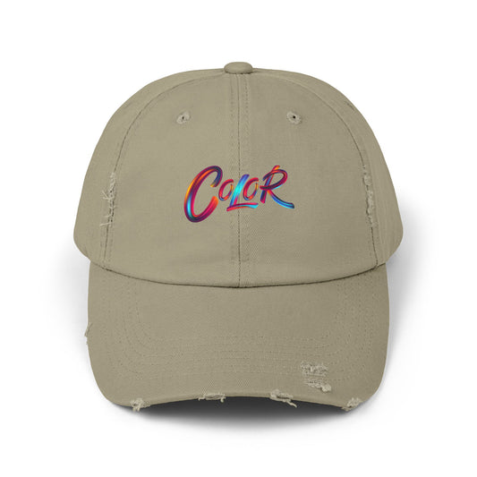 Unisex Distressed Cap with 'Color' Design – Trendy Casual Hat, Gift for Creatives, Summer Accessory, Birthday Present, Outdoor Style