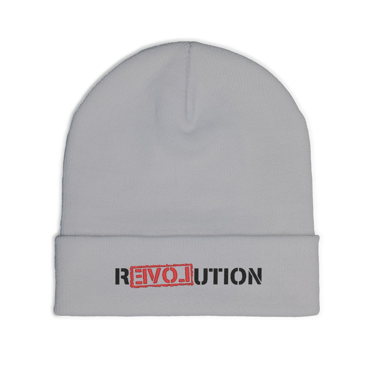 Stylish Knit Beanie with 'REVOLUTION' Embroidery, Trendy Winter Hat, Gift for Him/Her, Casual Wear, Eco-Friendly Accessory