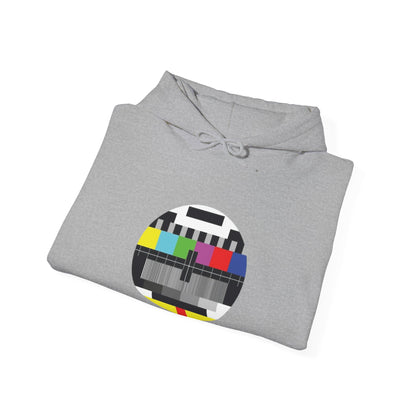 Vintage TV Test Pattern Hoodie, Cozy Unisex Sweatshirt for Home, Unique Gift for Tech Lovers, Retro Apparel, Perfect for Casual Wear