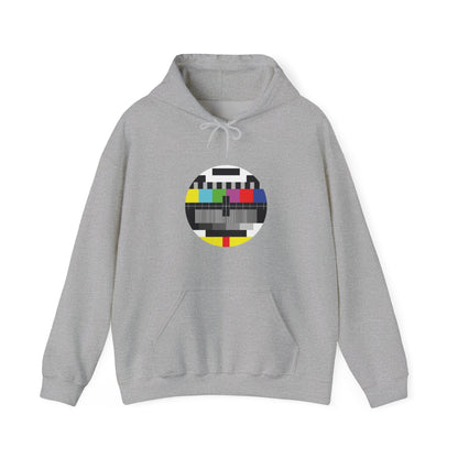 Vintage TV Test Pattern Hoodie, Cozy Unisex Sweatshirt for Home, Unique Gift for Tech Lovers, Retro Apparel, Perfect for Casual Wear