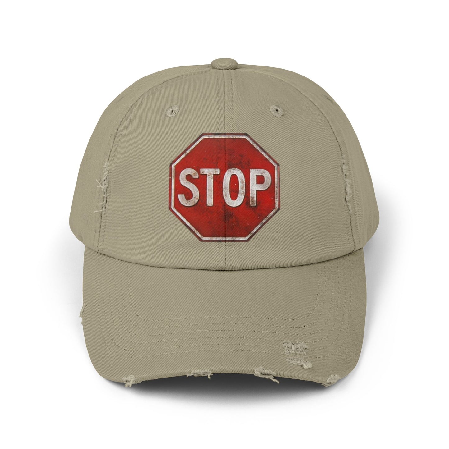 Distressed Stop Sign Cap, Unisex Cap, Casual Headwear, Summer Accessory, Vintage Style, Unique Gift Idea