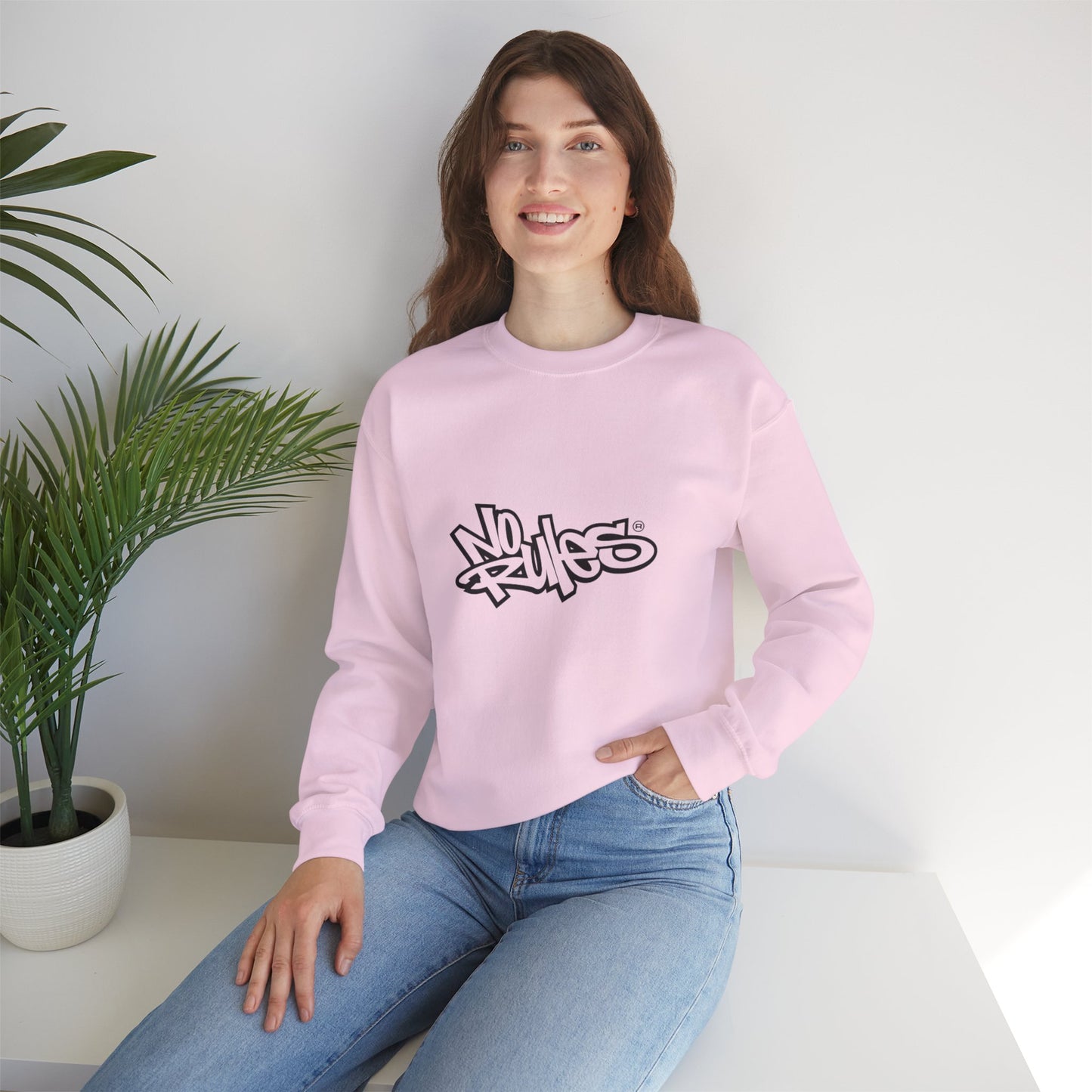 No Rules Crewneck Sweatshirt, Urban Streetwear, Casual Outfit, Gift for Friends, Cozy Lounge Wear