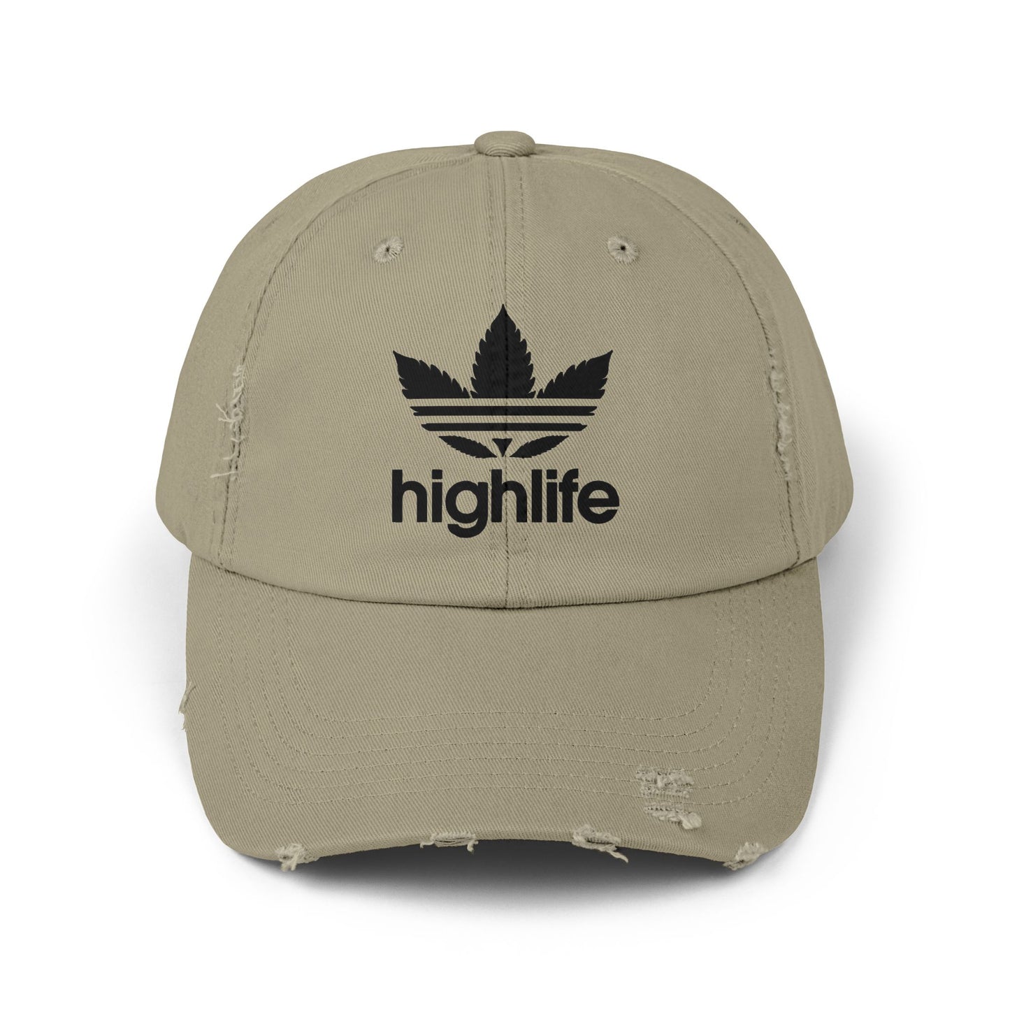 Stylish Distressed Cap - Casual Fashion Accessory, Trendy Summer Hat, Gift for Him/Her, Streetwear Essential, Highlife Graphic Design
