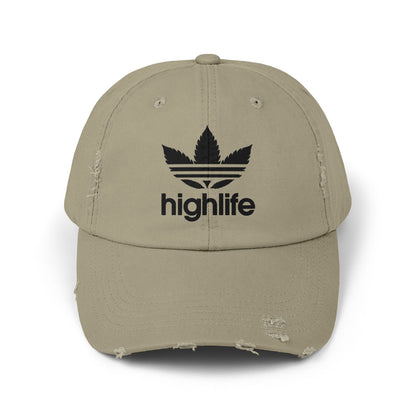 Stylish Distressed Cap - Casual Fashion Accessory, Trendy Summer Hat, Gift for Him/Her, Streetwear Essential, Highlife Graphic Design