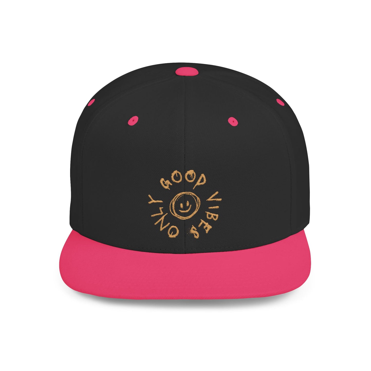 Good Vibes Only Flat Bill Snapback Hat, Cool Casual Cap for Summer, Trendy Streetwear, Gift for Teens and Adults, Stylish Accessory