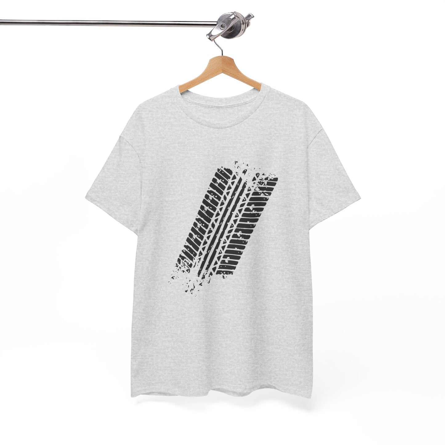 Stylish Heavy Cotton Tee with Bold Tire Track Design | Casual Wear, Streetwear, Gift for Car Lovers, Trendy T-Shirt, Everyday