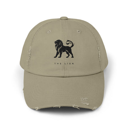 Youthful Distressed Cap with Lion Design, Trendy Hat for Animal Lovers, Casual Summer Accessory, Perfect Gift for Birthdays and Holidays