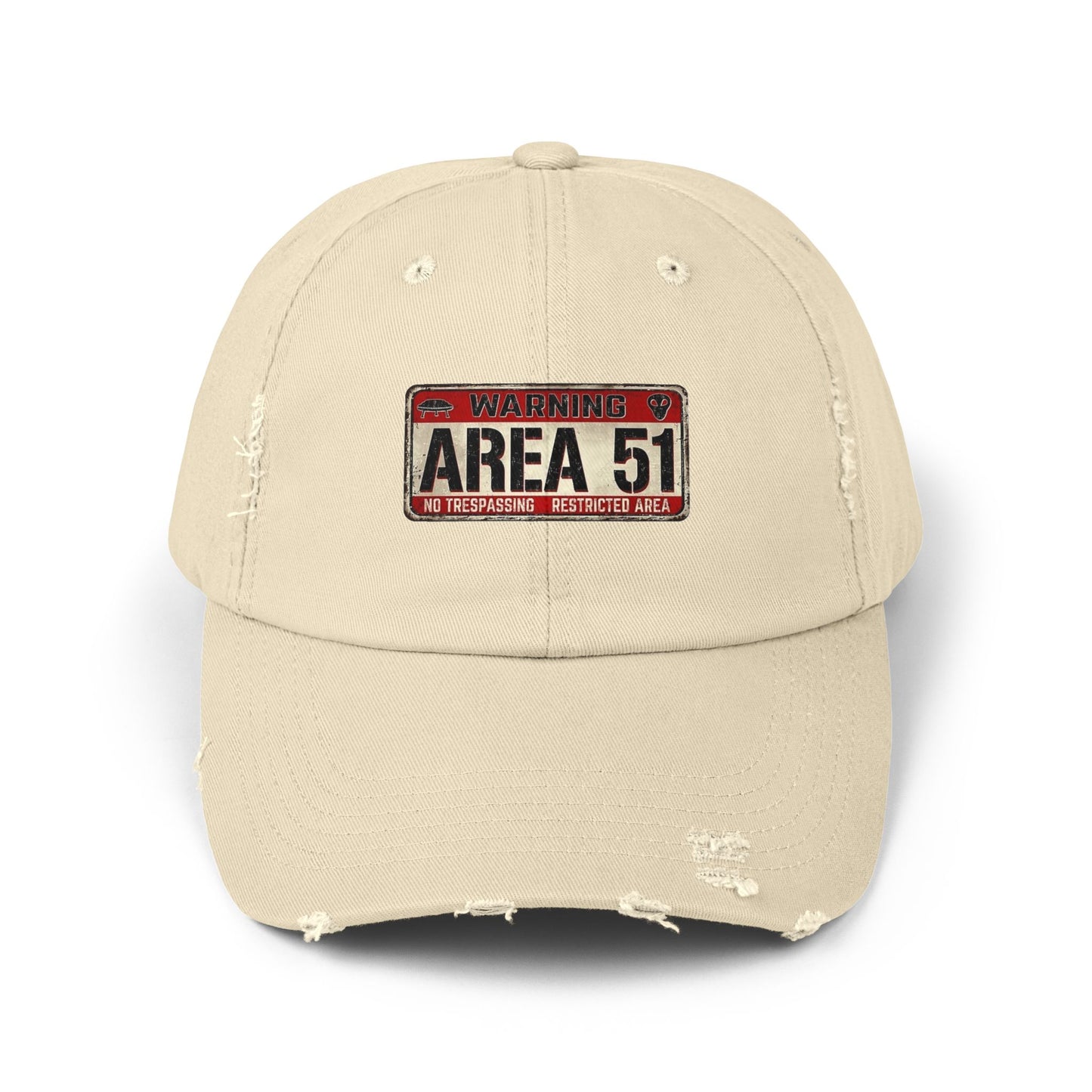Unisex Distressed Area 51 Cap - Vintage Alien Hat, UFO Enthusiast Gift, Trendy Mens & Womens Cap, Perfect for Casual Wear