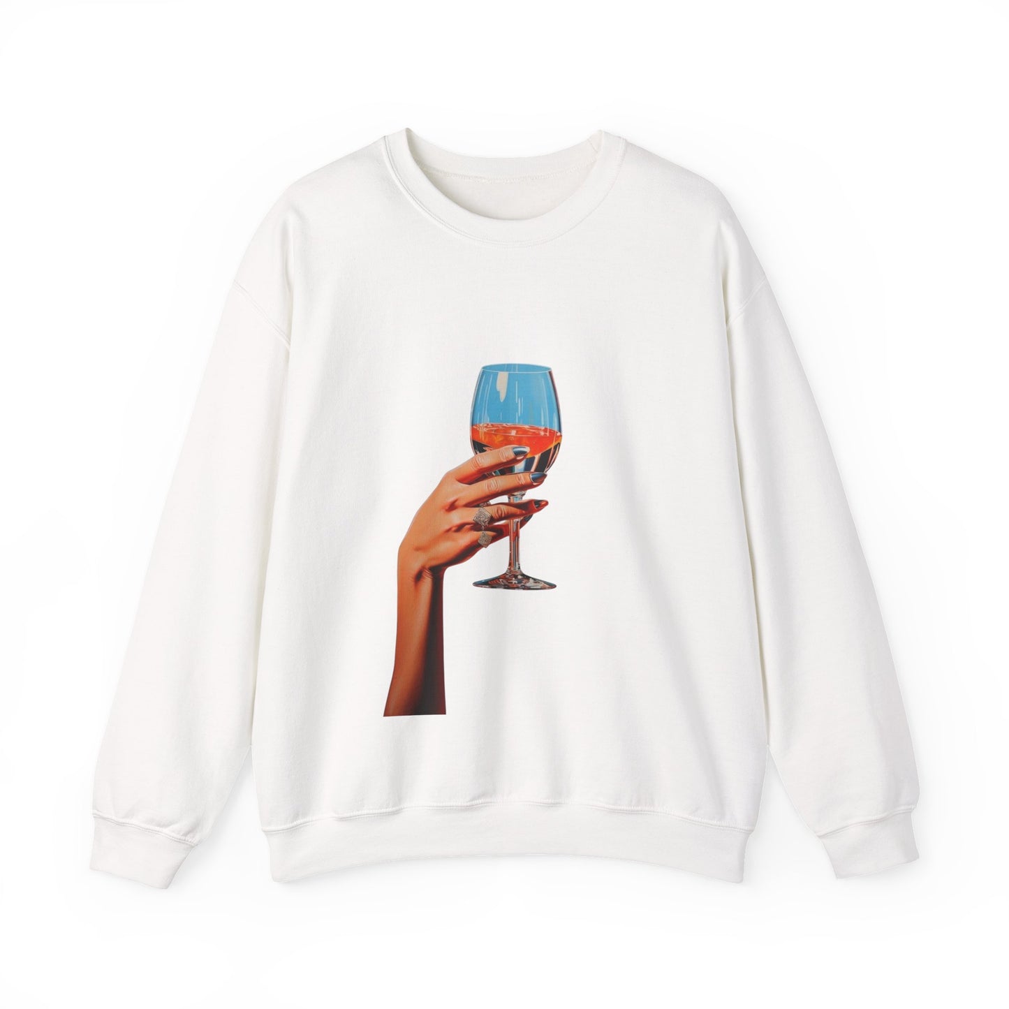 Elegant Wine Glass Crewneck Sweatshirt | Cozy Gift for Friends, Casual Style, Perfect for Wine Lovers, Relaxing Nights In, Birthday Gift
