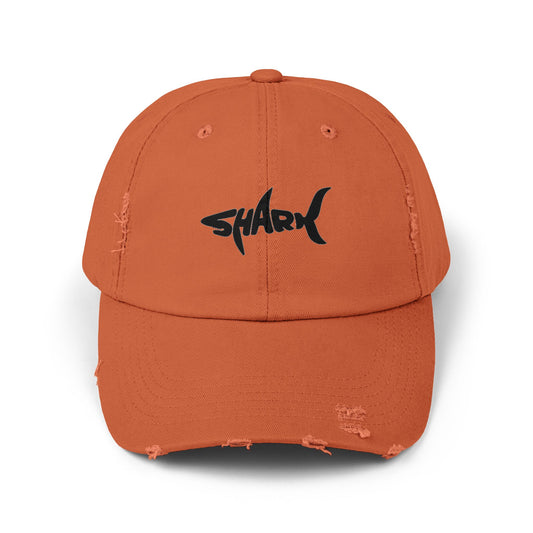 Unisex Distressed Cap - Vintage Vibe, Perfect for Shark Lovers, Summer Outings, Casual Wear, Gift Idea for Birthdays