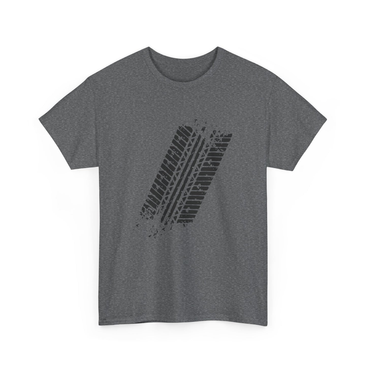 Stylish Heavy Cotton Tee with Bold Tire Track Design | Casual Wear, Streetwear, Gift for Car Lovers, Trendy T-Shirt, Everyday