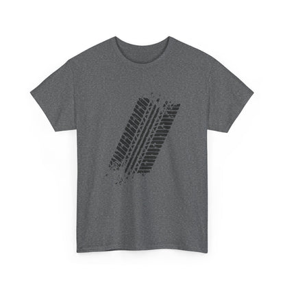 Stylish Heavy Cotton Tee with Bold Tire Track Design | Casual Wear, Streetwear, Gift for Car Lovers, Trendy T-Shirt, Everyday