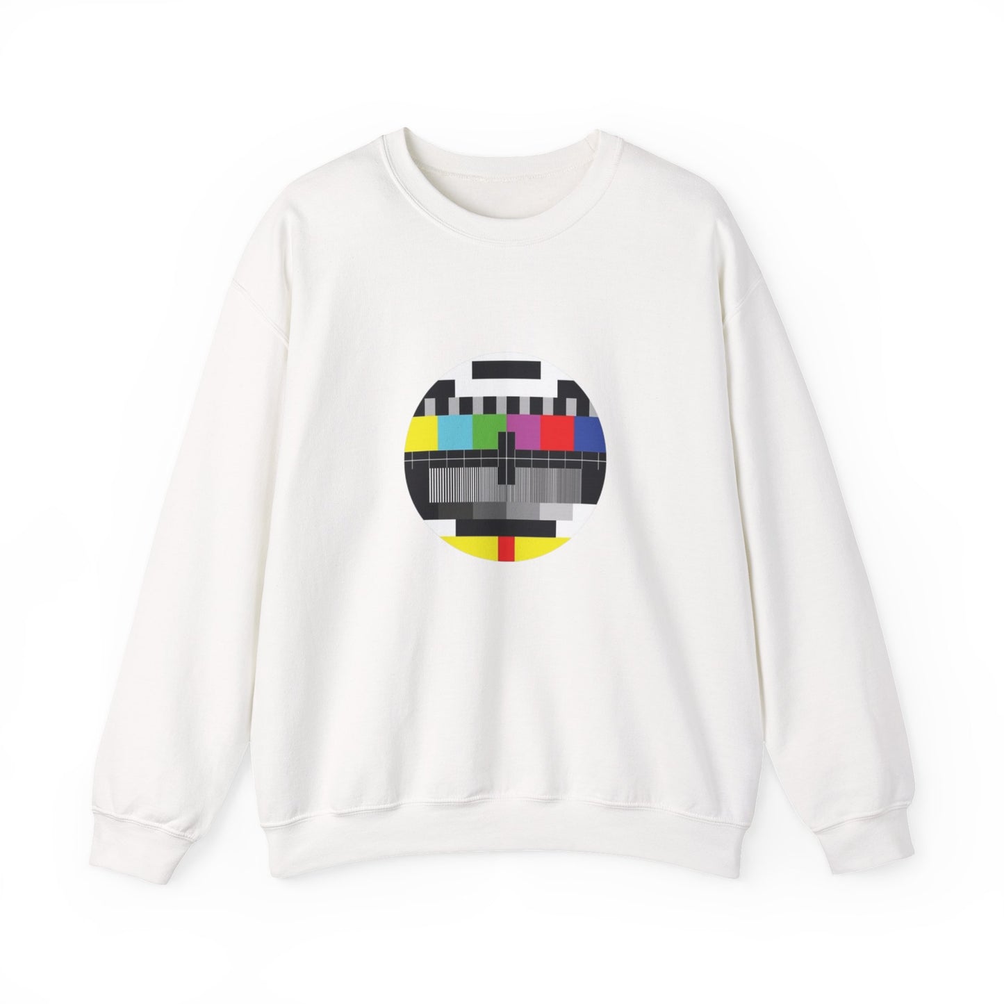 Colorful Retro Test Pattern Sweatshirt, Cozy Graphic Sweater, Unisex Crewneck Apparel, Perfect for Gifting and Everyday Wear
