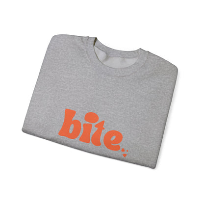 Bite Graphic Crewneck Sweatshirt, Cozy Unisex Sweatshirt for Casual Wear, Perfect Gift for Food Lovers, Trendy Fall Fashion, Holiday Apparel