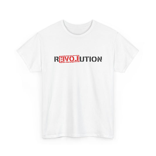 Heavy Cotton Tee with REVO-lution Design - Casual Wear, Statement Shirt, Gift for Activists, Streetwear Essential