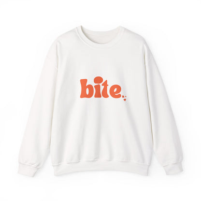 Bite Graphic Crewneck Sweatshirt, Cozy Unisex Sweatshirt for Casual Wear, Perfect Gift for Food Lovers, Trendy Fall Fashion, Holiday Apparel