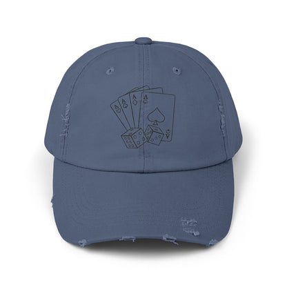 Poker Hand Distressed Cap | Fun Hat for Gamers, Casino Nights, Casual Style, Gift for Him/Her, Unique Accessories