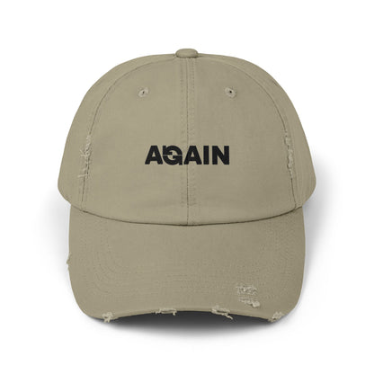 Distressed Cap with 'AGAIN' Design, Casual Hat, Vintage Unisex Cap, Gift for Her, Everyday Wear, Street Style Accessory