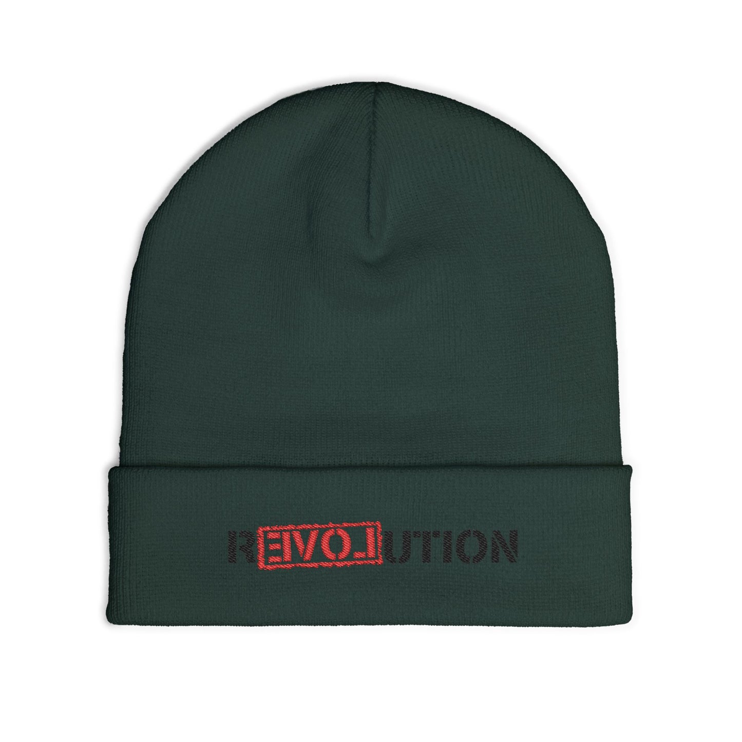 Stylish Knit Beanie with 'REVOLUTION' Embroidery, Trendy Winter Hat, Gift for Him/Her, Casual Wear, Eco-Friendly Accessory