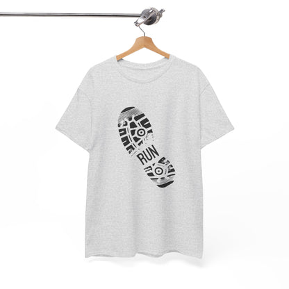 Run Graphic Heavy Cotton Tee - Casual Fitness Wear, Workout Shirt, Gym Apparel, Motivational Tee, Sports Clothing