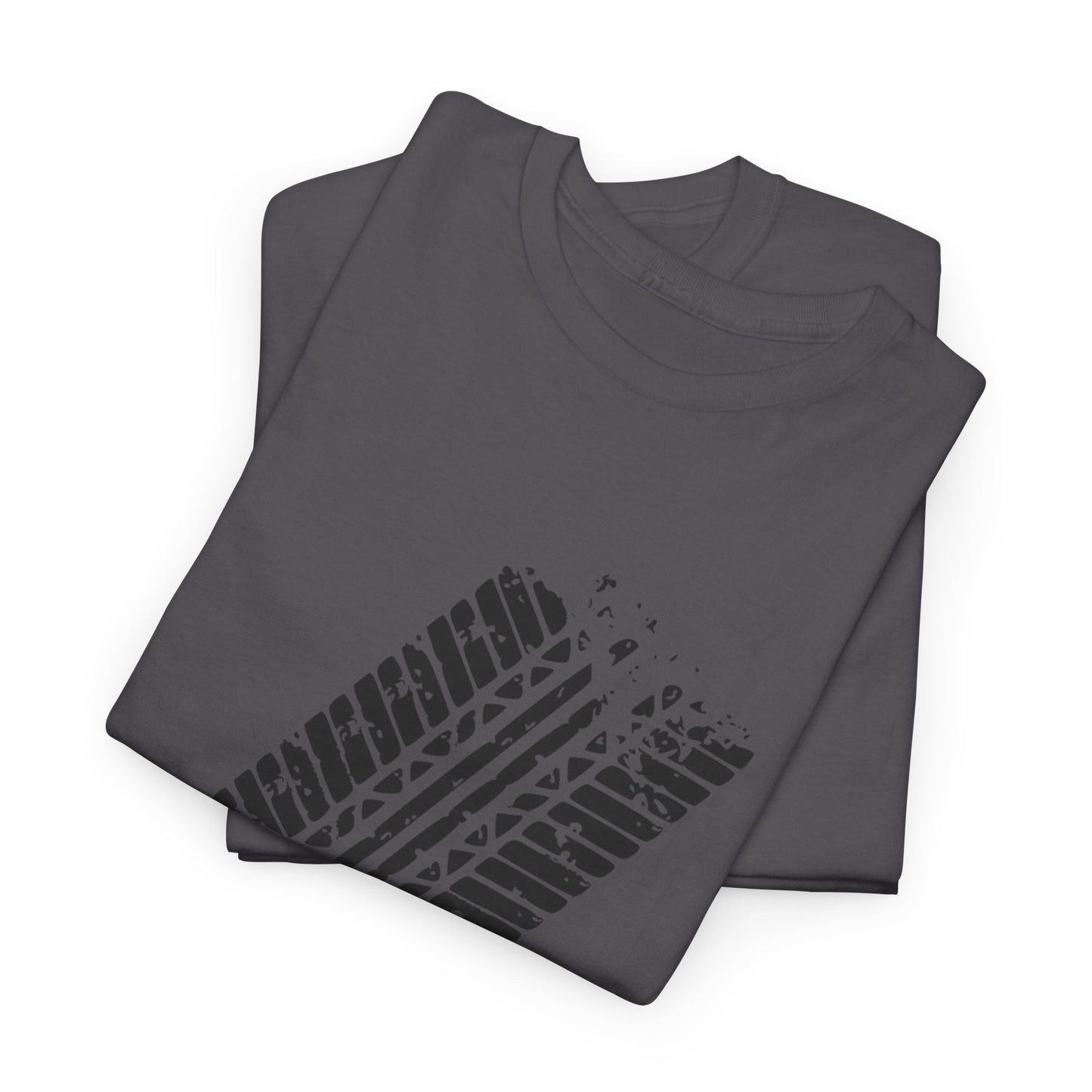 Stylish Heavy Cotton Tee with Bold Tire Track Design | Casual Wear, Streetwear, Gift for Car Lovers, Trendy T-Shirt, Everyday