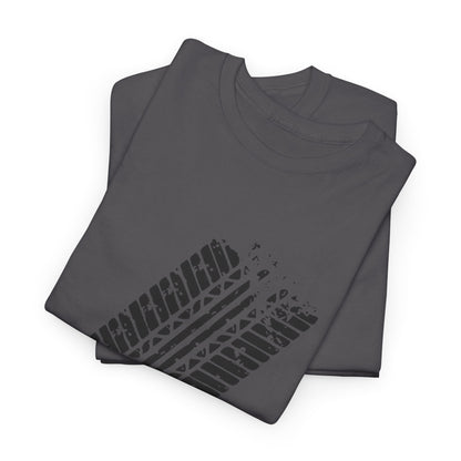 Stylish Heavy Cotton Tee with Bold Tire Track Design | Casual Wear, Streetwear, Gift for Car Lovers, Trendy T-Shirt, Everyday