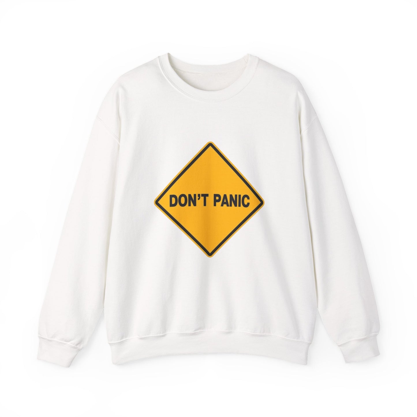 Don't Panic Sweatshirt - Cozy Unisex Heavy Blend Crewneck for Chill Days, Gift for Friends, Stress Relief, Casual Style, Everyday Comfort