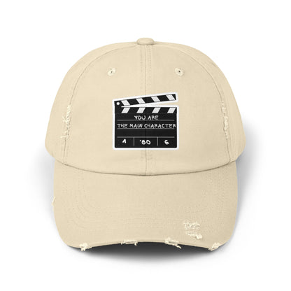 Unisex Distressed Cap | You're the Main Character | Casual Style, Gift for Film Lovers, Movie Nights, Everyday Wear, Trendy Accessory